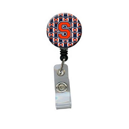 Carolines Treasures Letter S Football Orange, Blue and White Retractable Badge Reel CJ1066-SBR